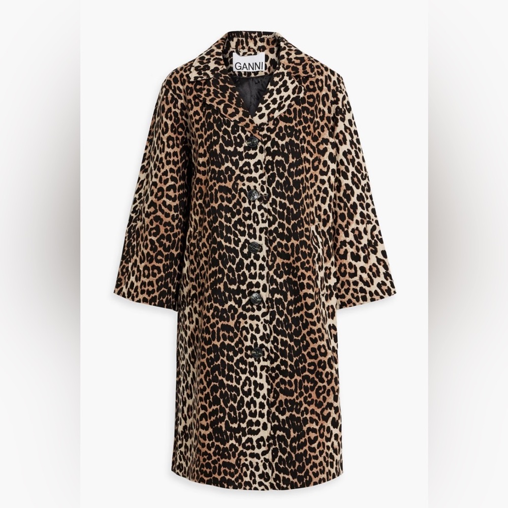 Ganni leopard trench coat size small